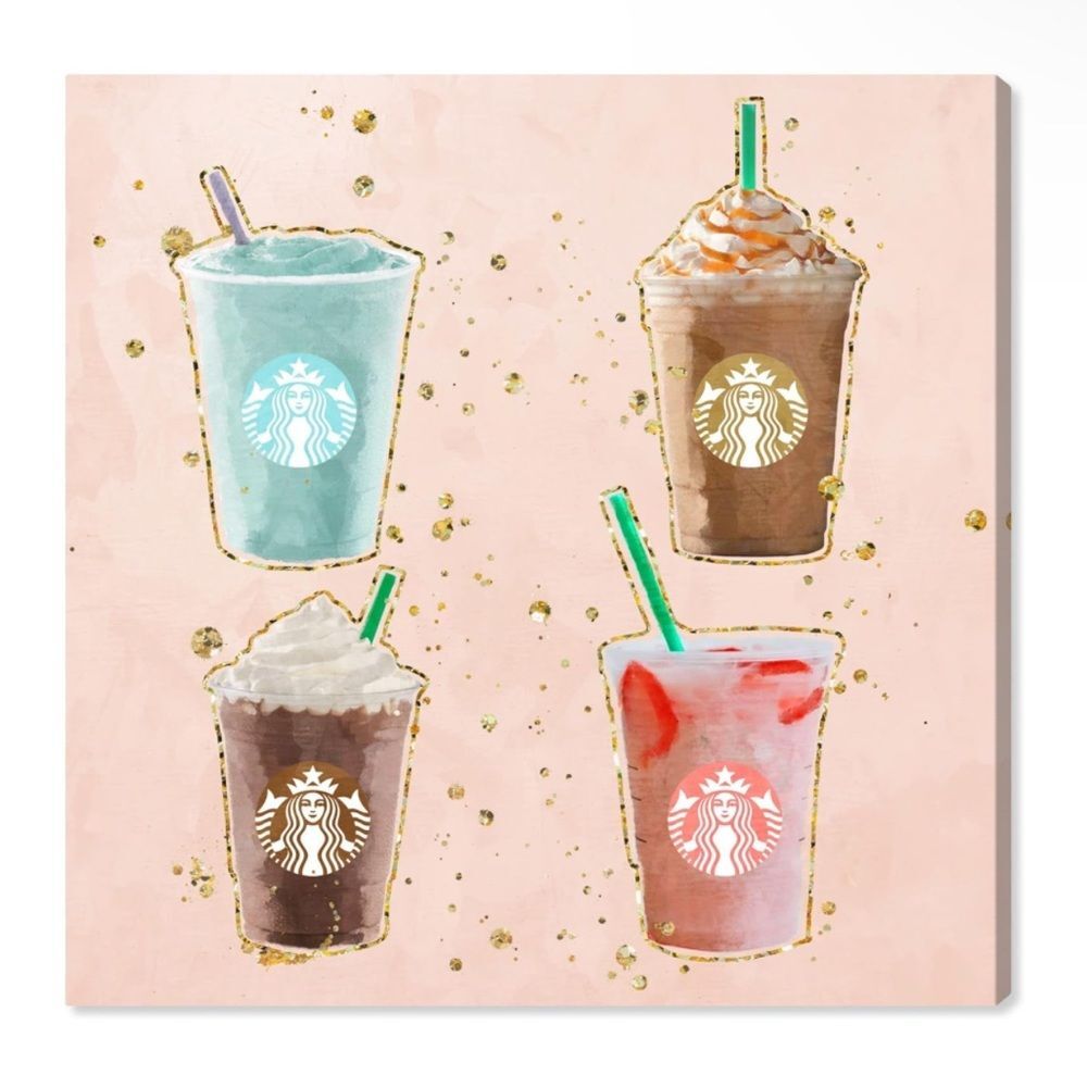 Starbucks Coffee Cups Canvas Wall Art